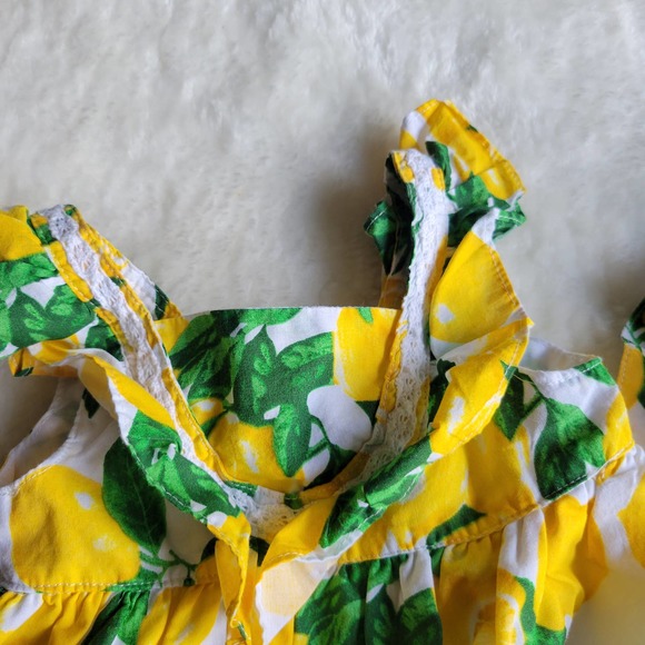 CYNTHIA ROWLEY Lemon Ruffle Bubble Matching Set 3-6M - Picture 4 of 6